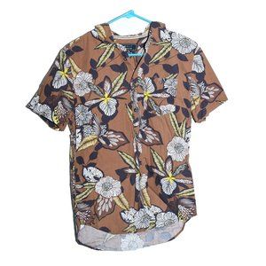 21 Men Floral Print Button Up Shirt Size XS